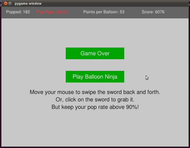 Instructions now appear on startup, and after the first few games.